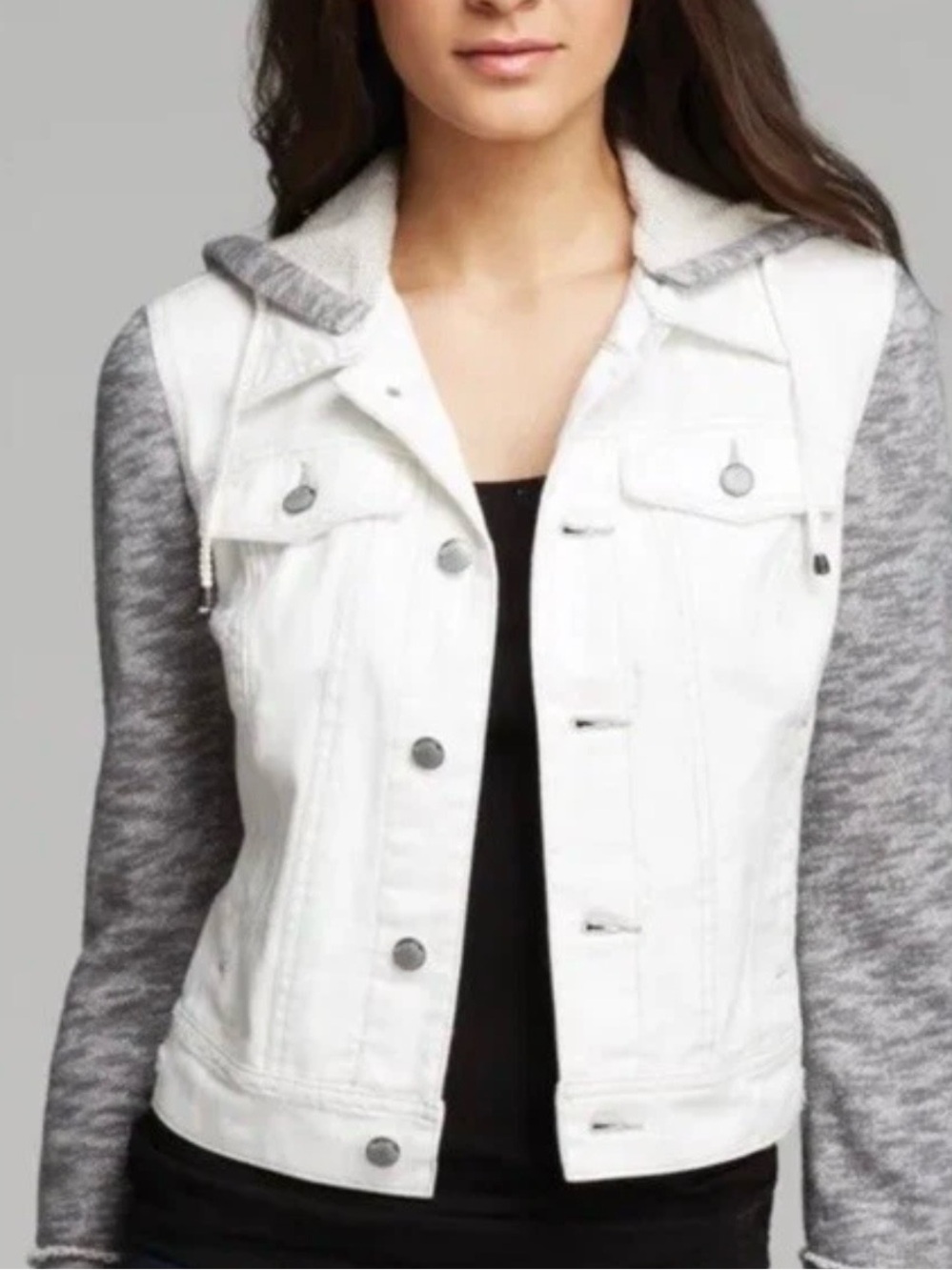 Free People Knit Hooded Denim Jacket